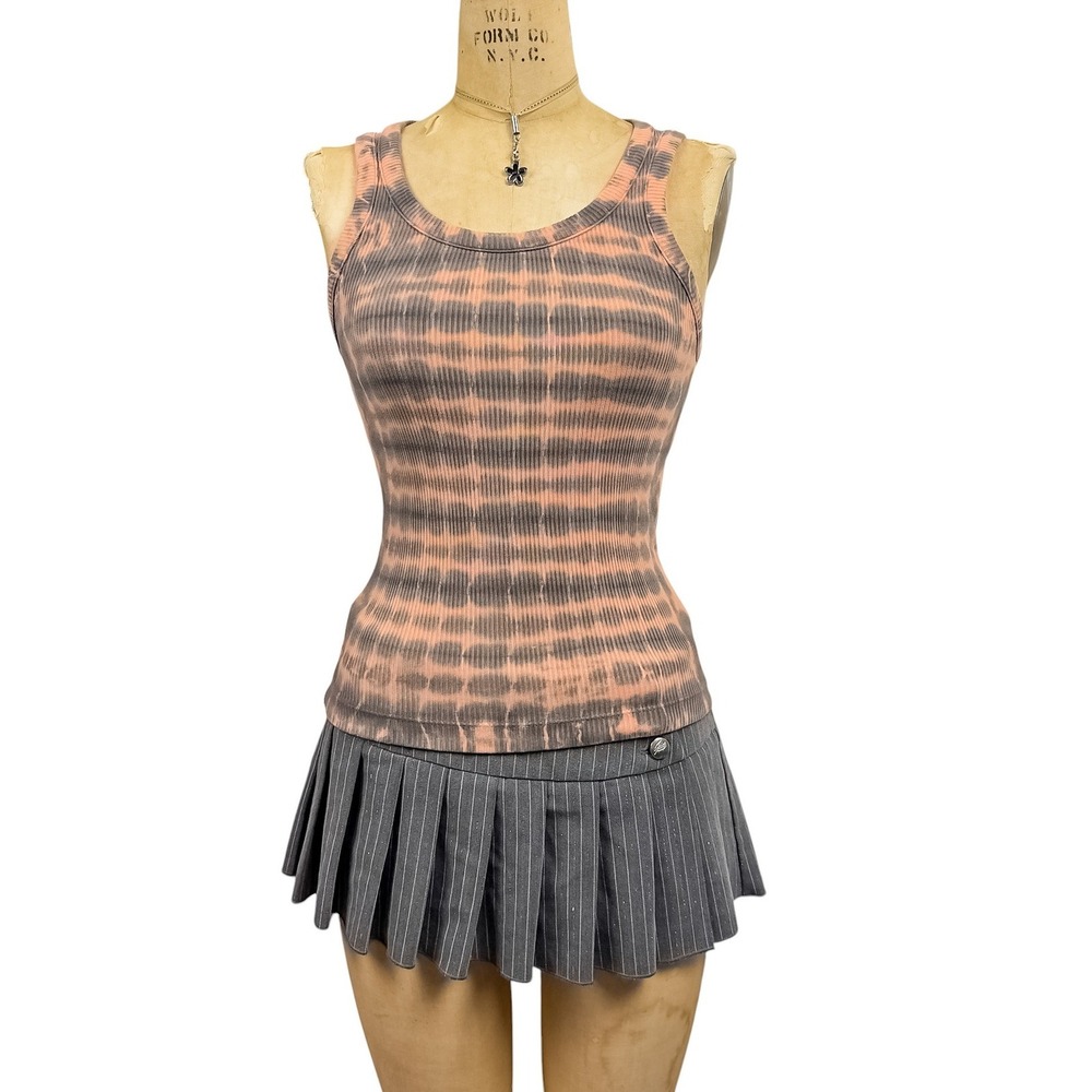 Agolde Poppy Ribbed Tank Top Tie Dye Scoop Neck Boho Earthy Indie Sleaze Chic XS